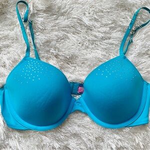 PINK Victoria’s Secret Teal Jeweled T-shirt Demi Bra 36C